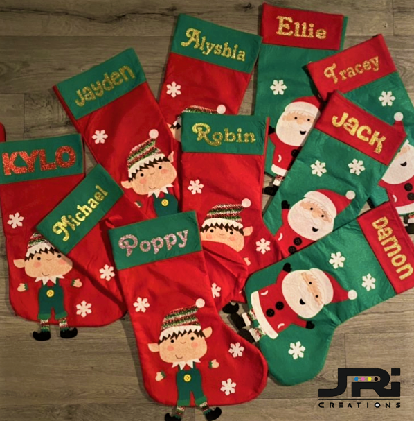 Personalised Christmas Stocking Santa Design Dangly Legs