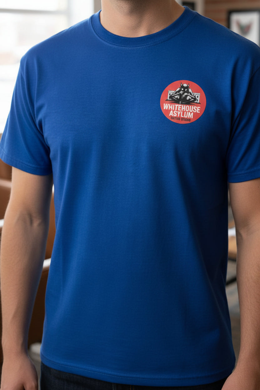 Official Whitehouse Asylum Tattoos Merchandise T-Shirt ( Royal Blue )