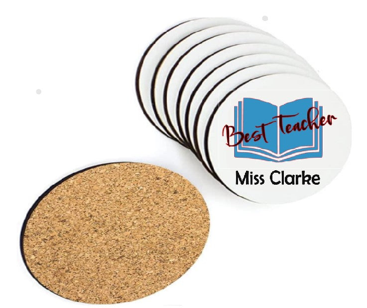 Printed Teacher Gift Round Coaster Book 1