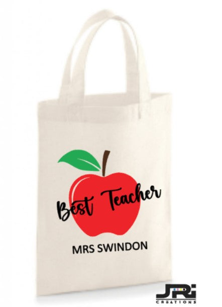 Personalised Best Teacher Mini Gift Bag Apple