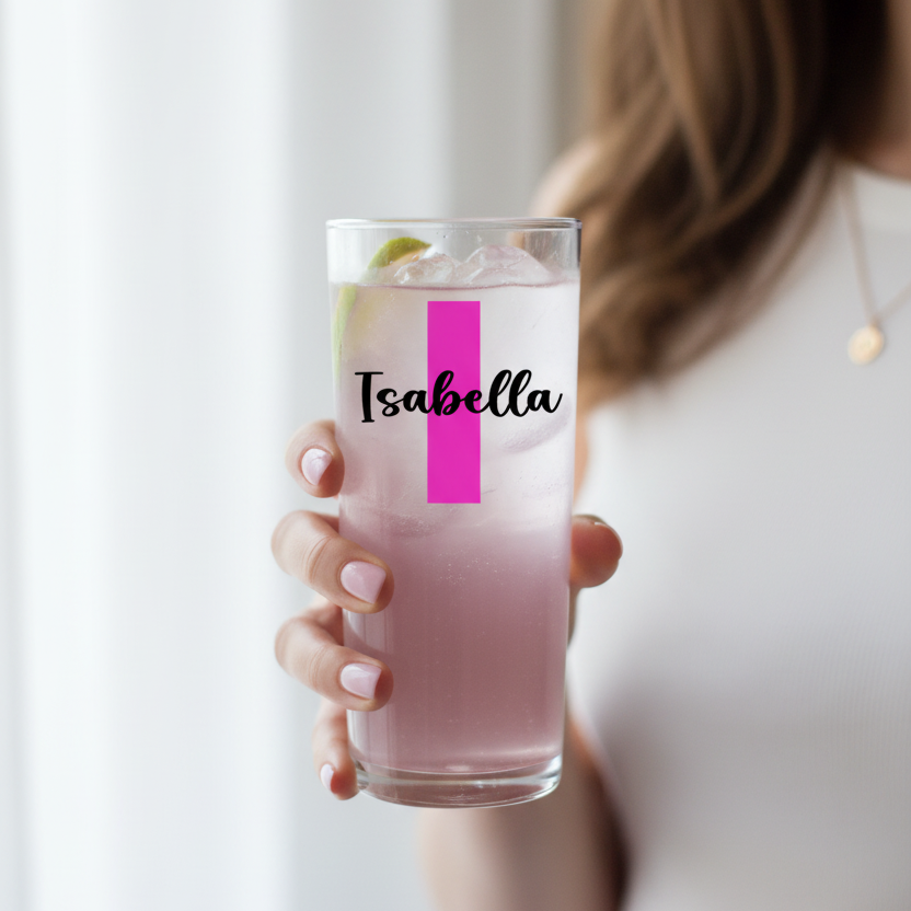 Vinyl Tall High Ball Glass Letter/Name