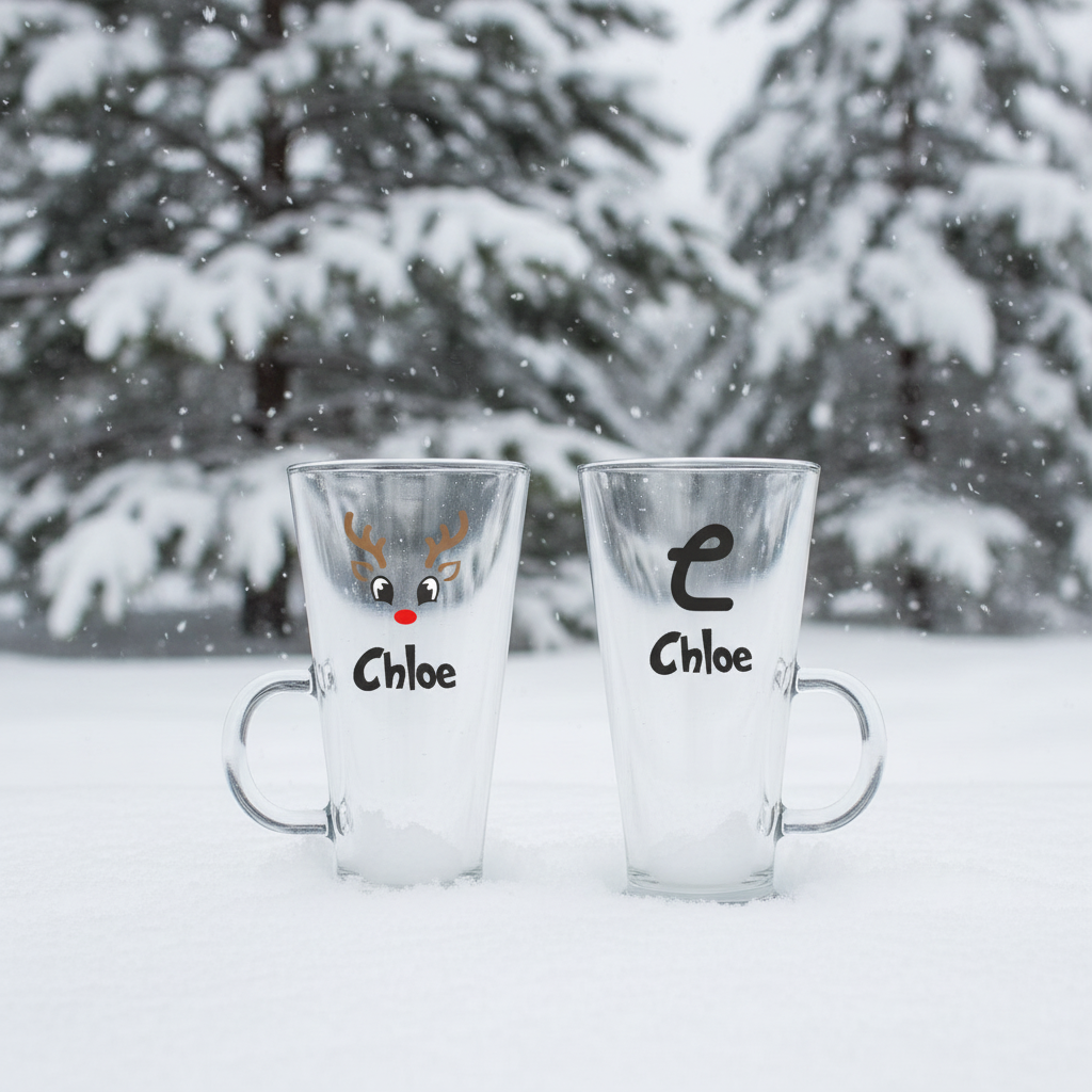 Vinyl Latte Glass Christmas Reindeer Hot Chocolate
