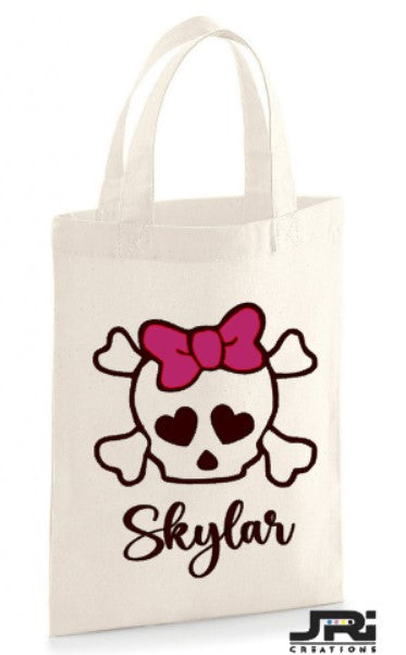 Personalised Halloween Mini Trick Or Treat Bag Skull & Bow