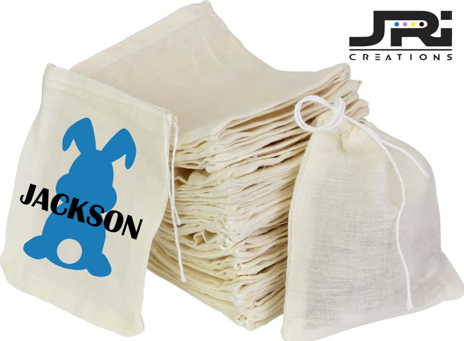 Personalised Small Muslin Easter Bunny Bag