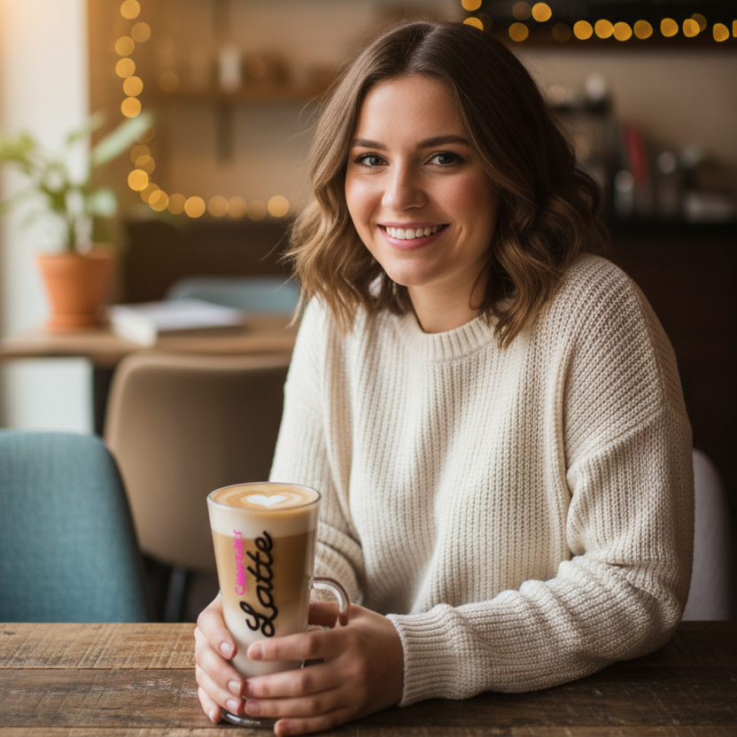 Vinyl Latte Glass Latte & Name