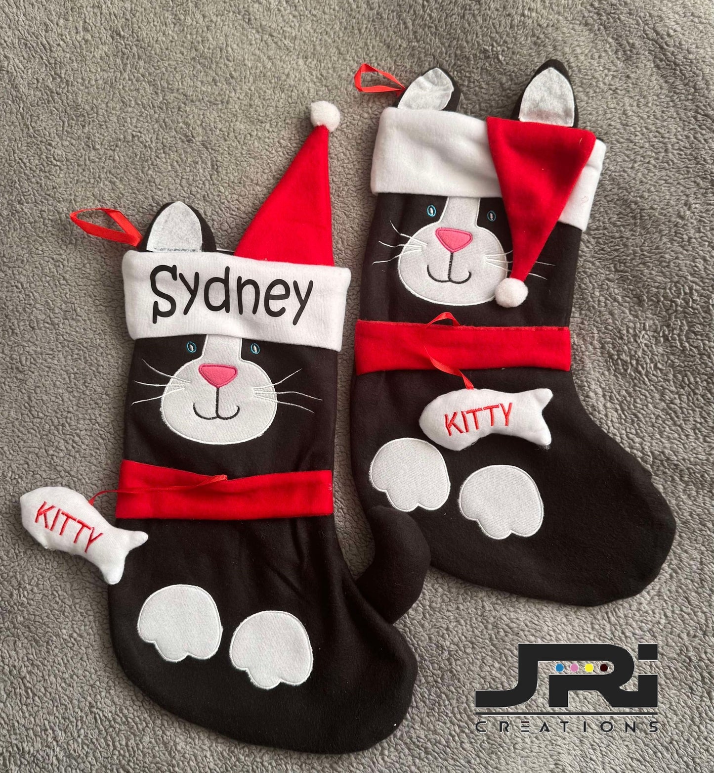Personalised Christmas Pet Stocking Cat & Name