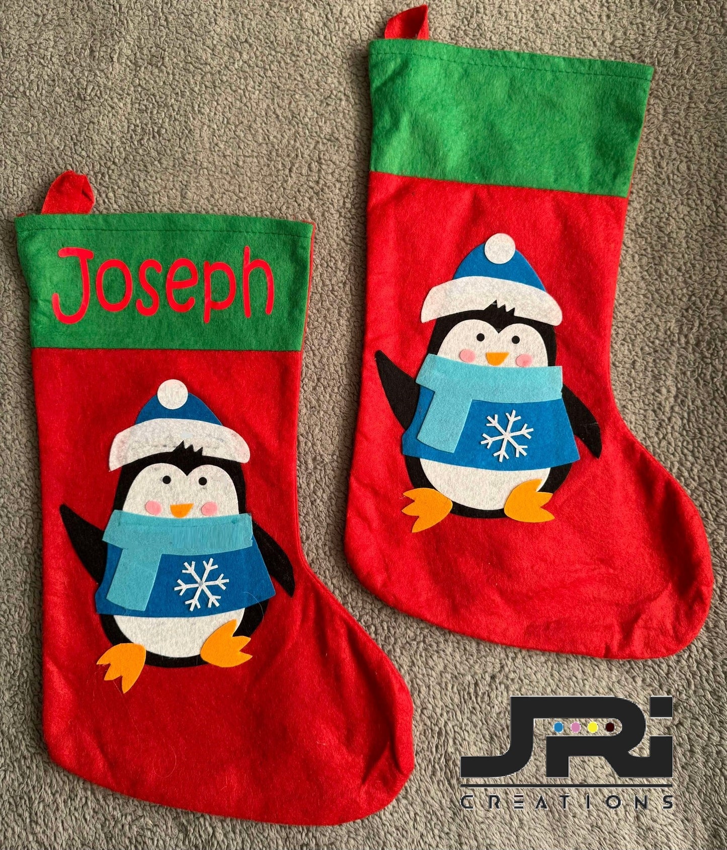 Personalised Christmas Stocking Penguin Design