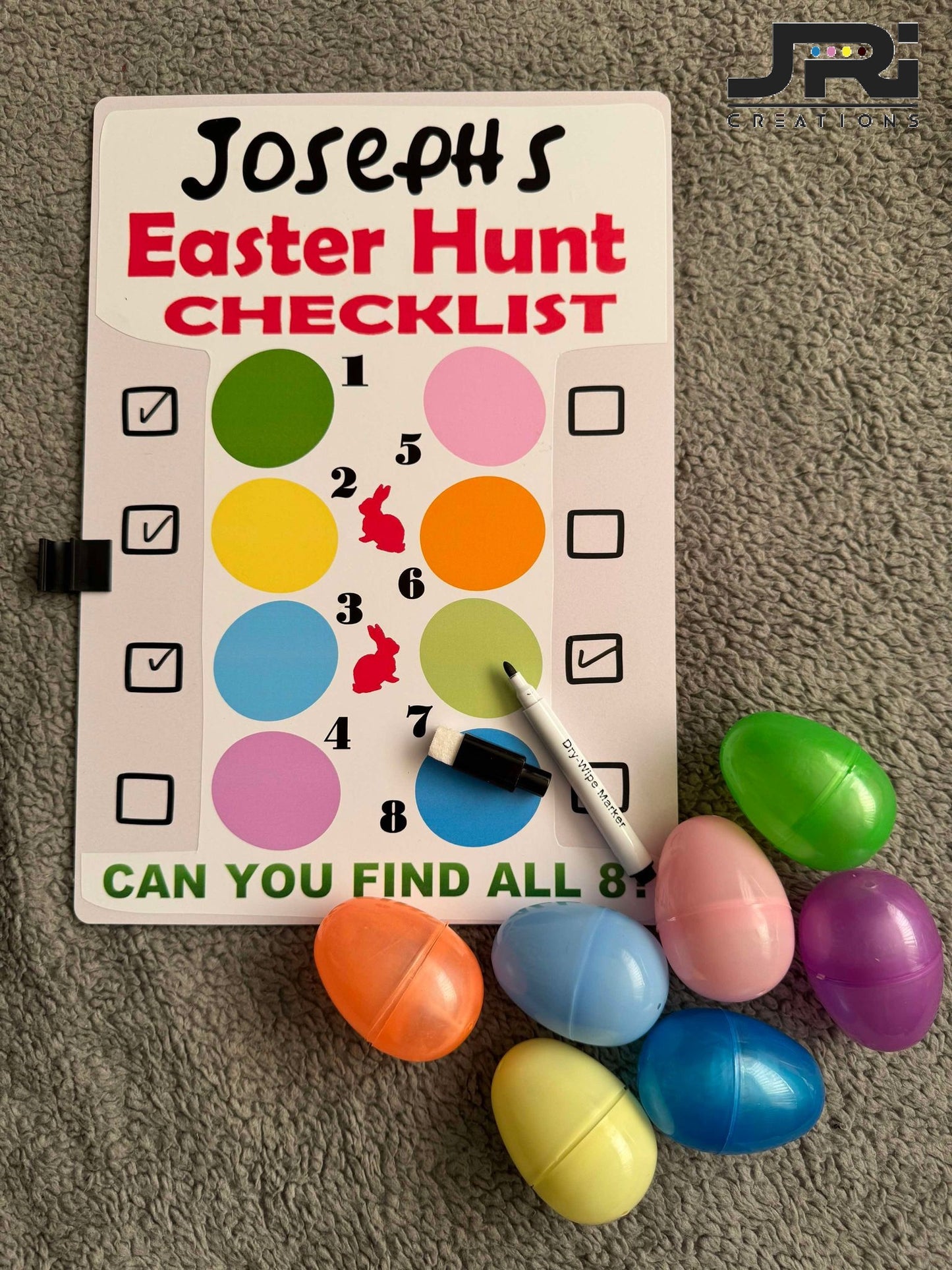 Easter Egg Hunt A4 Whiteboard & 8 Plastic Eggs Can You Find Them
