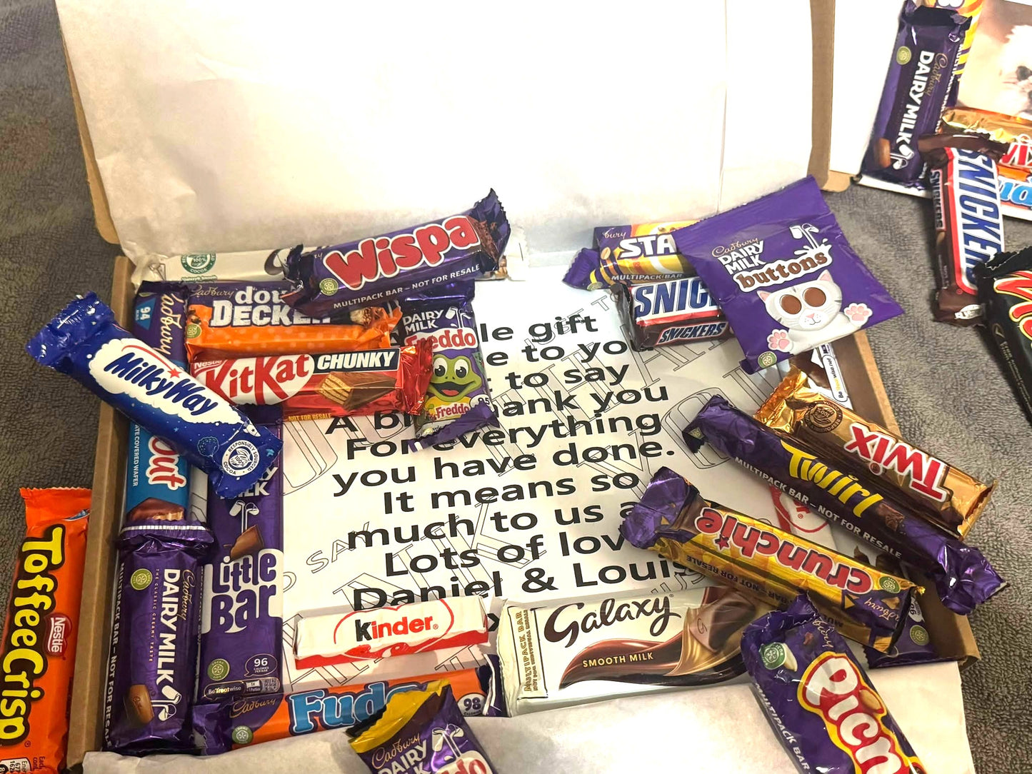 Thank You! Chocolate Sweet Selection Box With A Personalised Hidden / Secret Message & Image