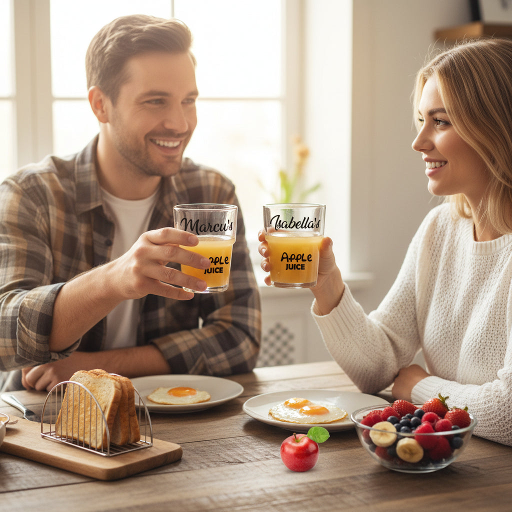 Personalised Named Breakfast Glass Apple Juice