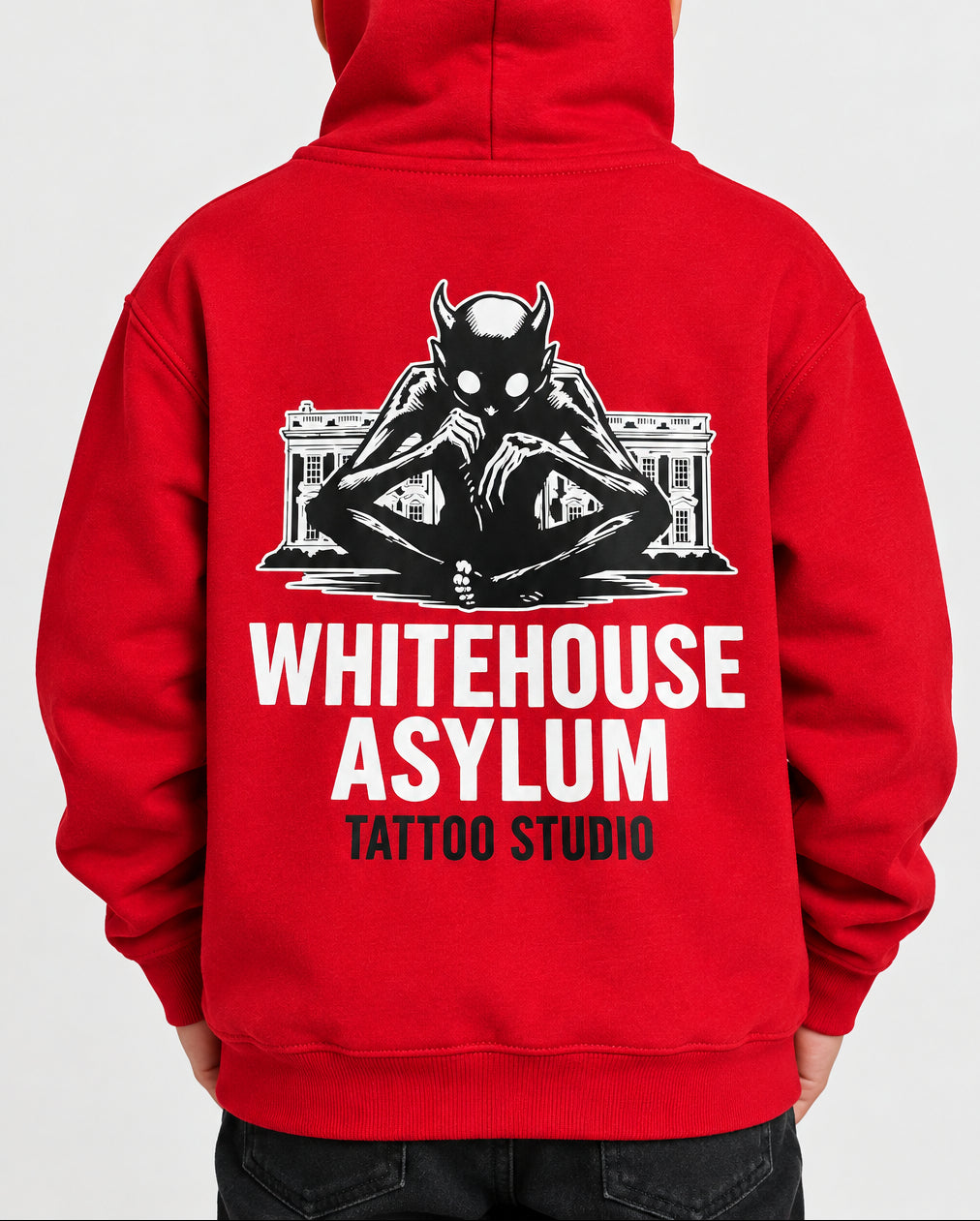 Official Whitehouse Asylum Tattoos Merchandise Hoodie Red