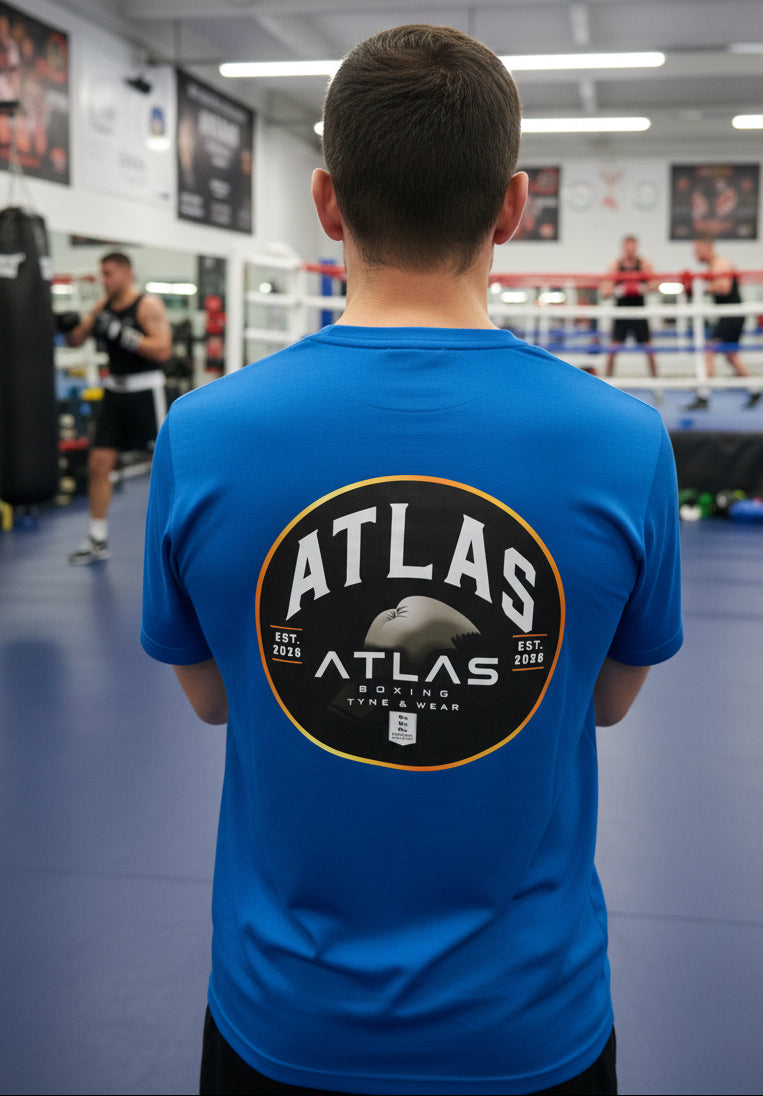 🥊 **Atlas Boxing ** 🥊 Official Merchandise Cool Gym Breathable T-Shirt ( Royal Blue )