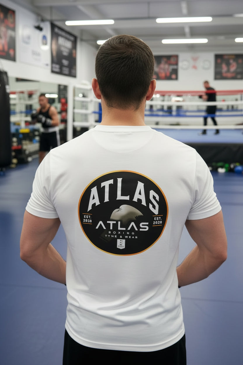 🥊 **Atlas Boxing ** 🥊 Official Merchandise Heavy Cotton T-Shirt ( White )