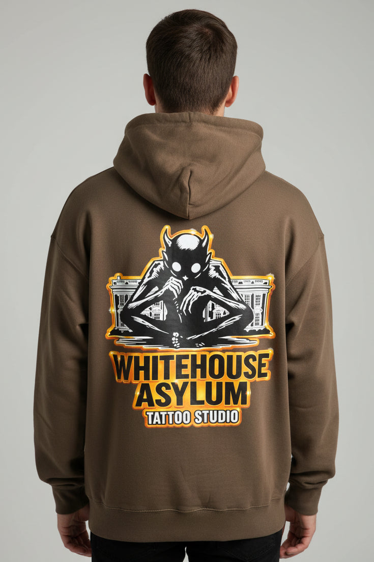 Official Whitehouse Asylum Tattoos Merchandise Hoodie Limited Edition Olive & Gold