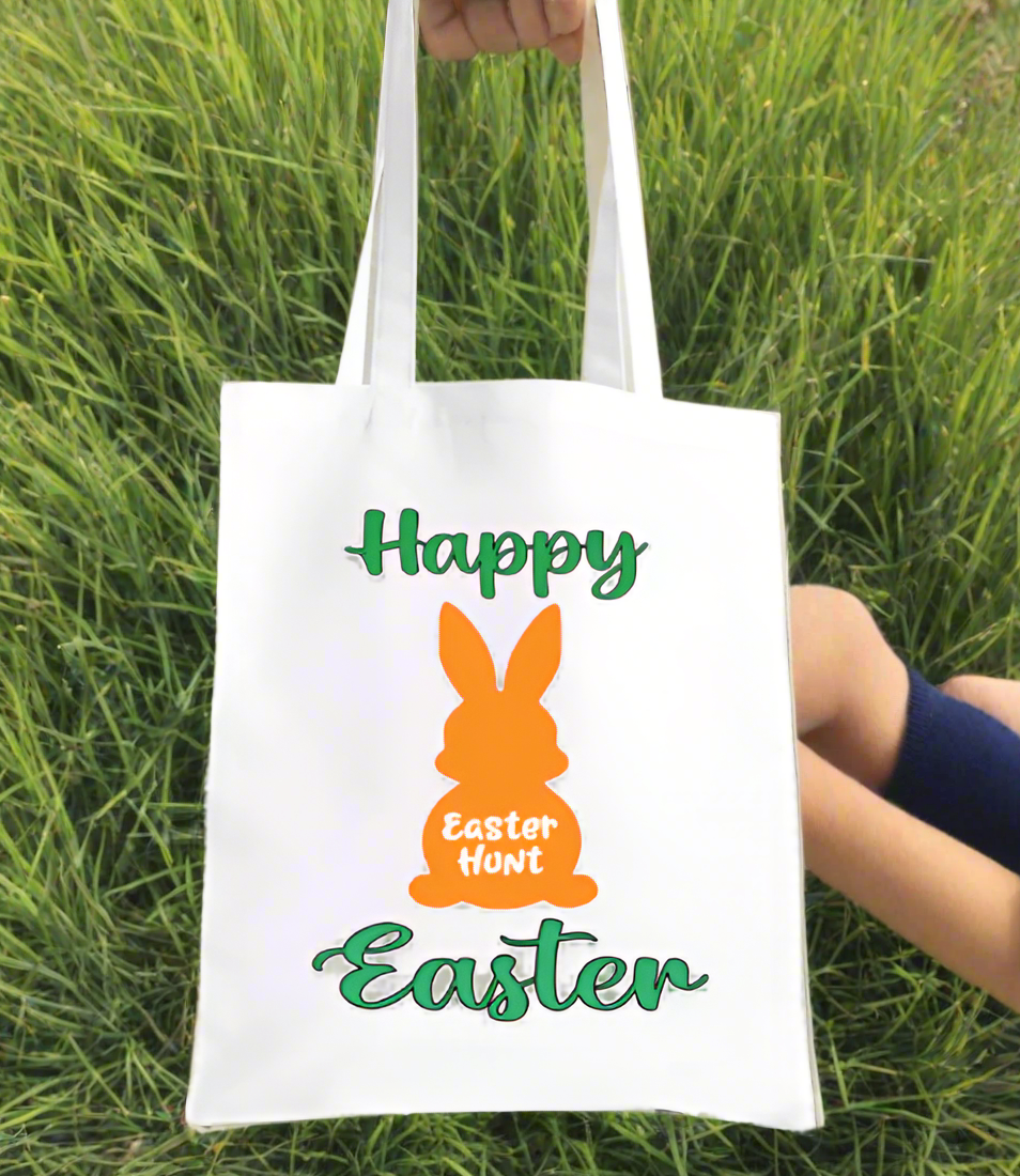 Easter Egg Hunt Printed Happy Easter Tote Bag