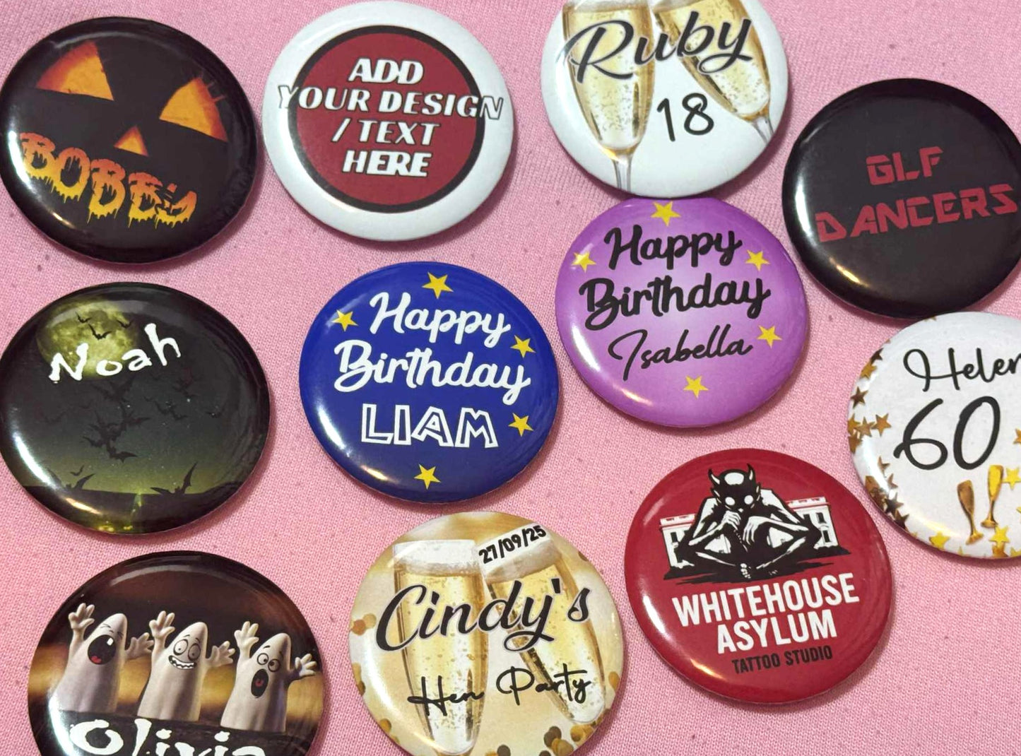 Personalised Photo Round 58mm Badge 2.25" Any Design / Any Text