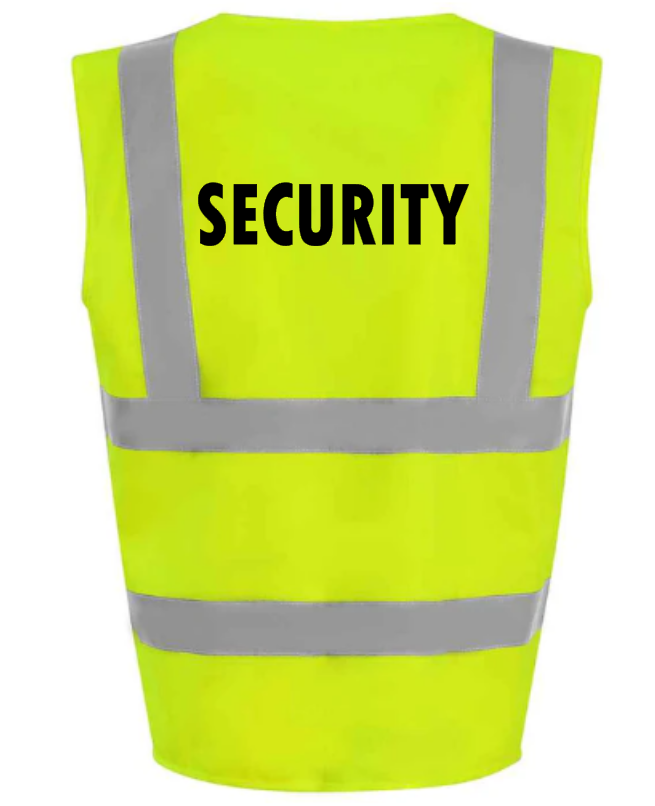 Hi-Viz Vest Waistcoat Security Front & Back Print