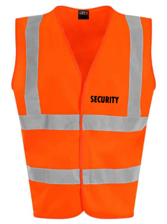 Hi-Viz Vest Waistcoat Security Front & Back Print