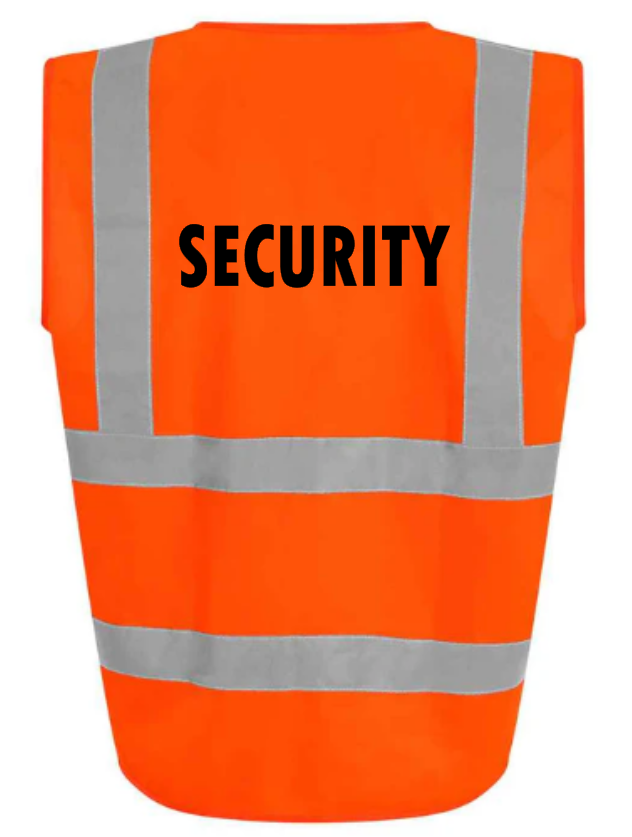 Hi-Viz Vest Waistcoat Security Front & Back Print