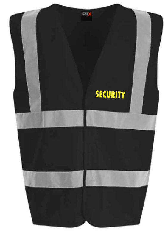 Hi-Viz Vest Waistcoat Security Front & Back Print