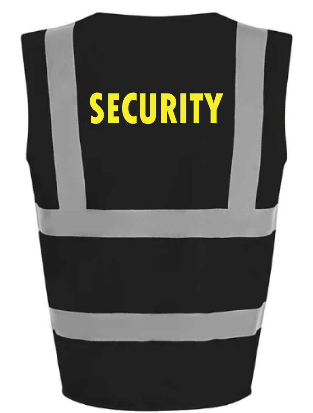 Hi-Viz Vest Waistcoat Security Front & Back Print