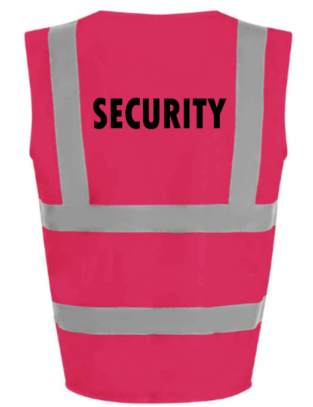 Hi-Viz Vest Waistcoat Security Front & Back Print