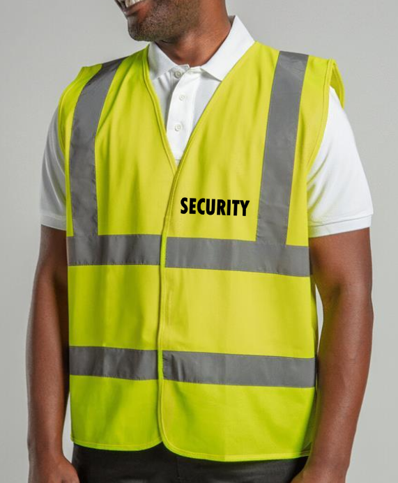 Hi-Viz Vest Waistcoat Security Front & Back Print