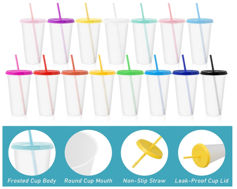 Personalised Easter Plastic Cold Cup Bottle,Lid,Straw Various Colour