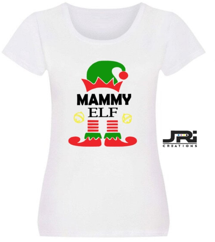 Personalised Ladies Christmas Elf Family T-Shirt
