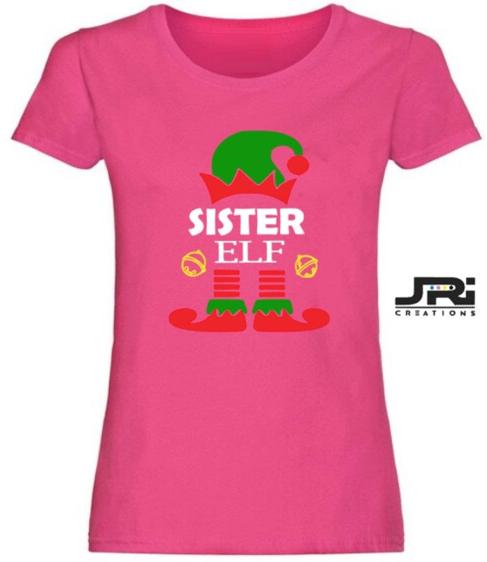 Personalised Ladies Christmas Elf Family T-Shirt