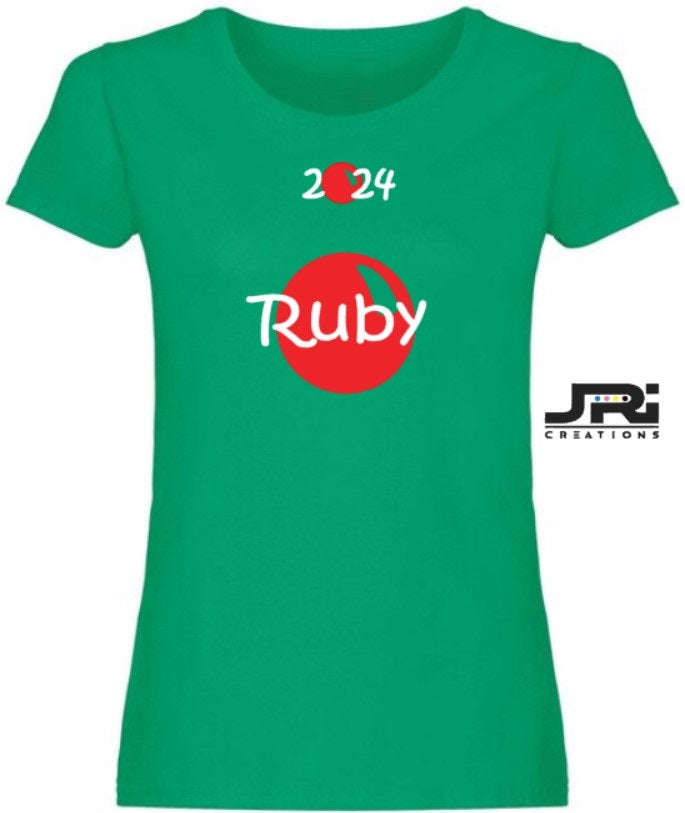 Personalised Ladies T-Shirt Red Nose Day (Name/Nose Design)