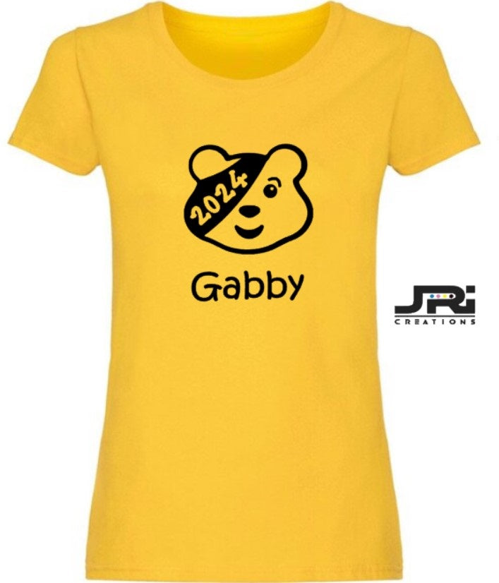 Personalised Ladies T-Shirt Children In Need (Head Design)