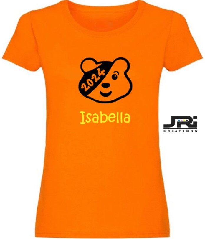 Personalised Ladies T-Shirt Children In Need (Head Design)