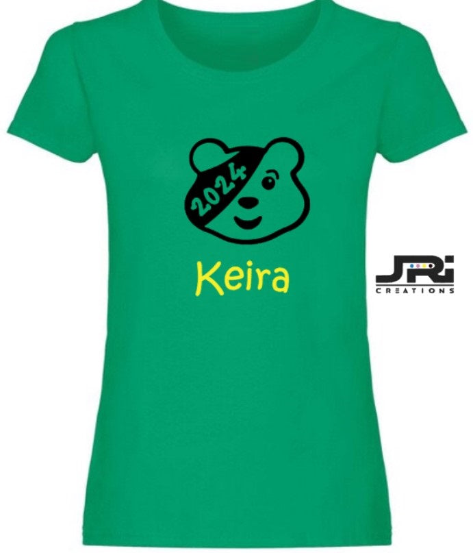 Personalised Ladies T-Shirt Children In Need (Head Design)