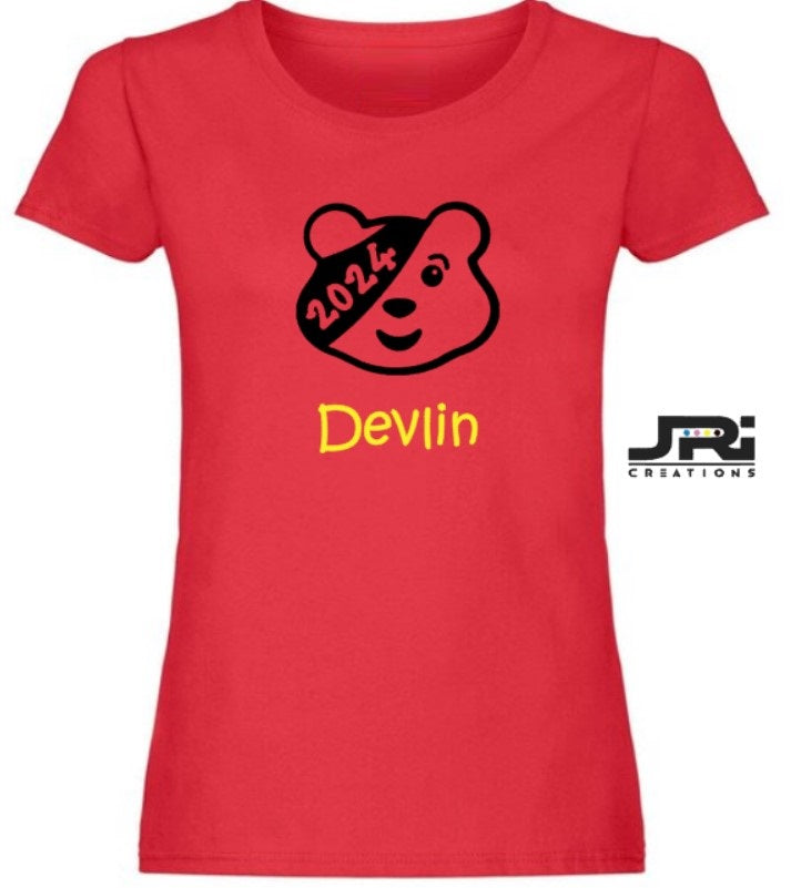 Personalised Ladies T-Shirt Children In Need (Head Design)