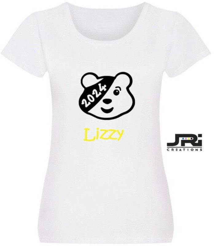 Personalised Ladies T-Shirt Children In Need (Head Design)