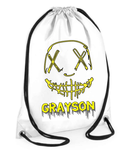 Halloween Printed Drawstring Bag & Matching 24oz Cold Cup Halloween Mask Design