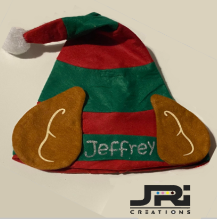 Personalised Childs One Size Christmas Elf Hat With Ears