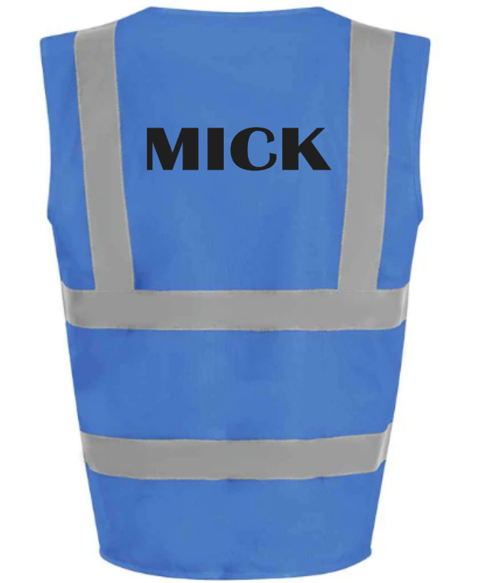 Hi-Viz Vest Waistcoat Name Front & Back Print