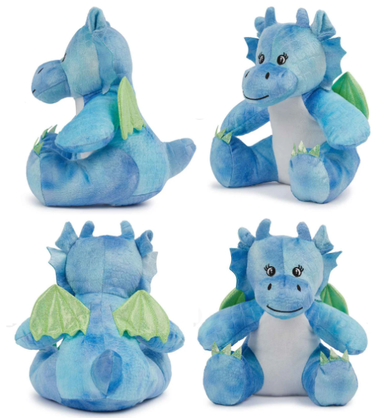 Personalised Soft Toy Plush Mumbles Print Me Teddy Bear, Printed Design Your Own 🖼️ Blue Dragon