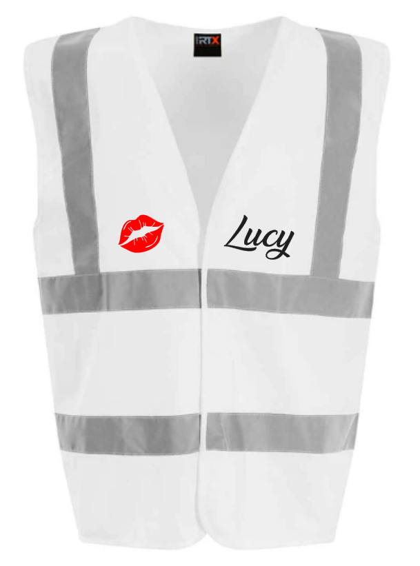 Hi-Viz Vest Waistcoat Hen Party Hen's Front & Back Print