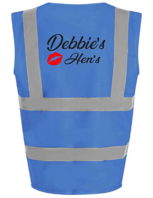 Hi-Viz Vest Waistcoat Hen Party Hen's Front & Back Print