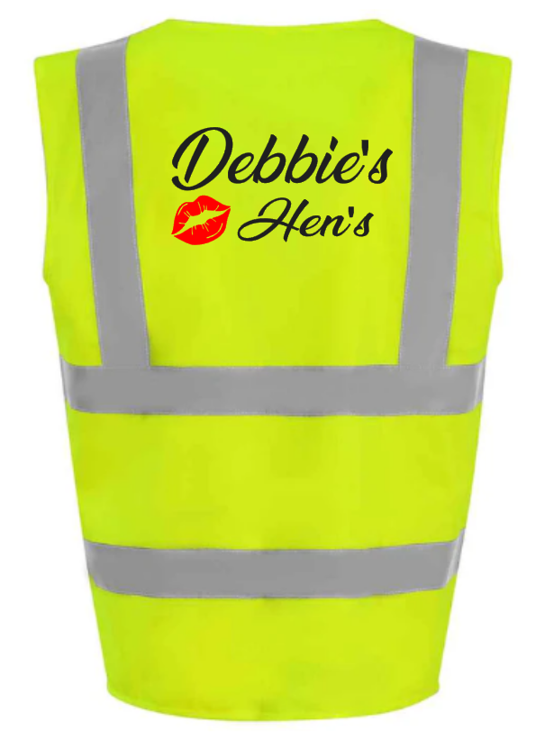 Hi-Viz Vest Waistcoat Hen Party Hen's Front & Back Print
