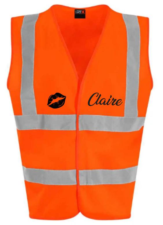 Hi-Viz Vest Waistcoat Hen Party Hen's Front & Back Print