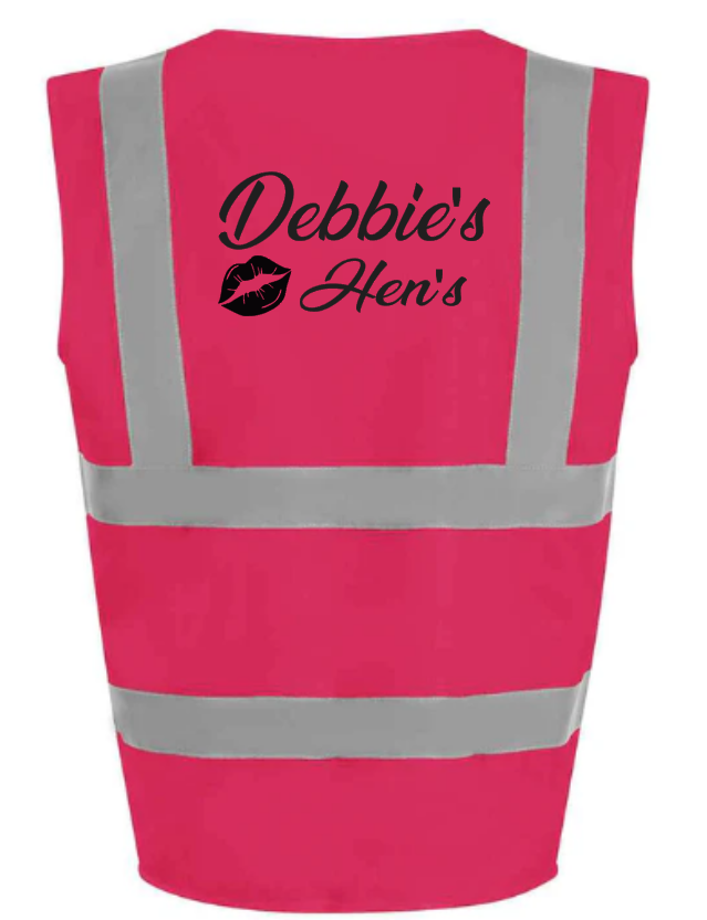 Hi-Viz Vest Waistcoat Hen Party Hen's Front & Back Print