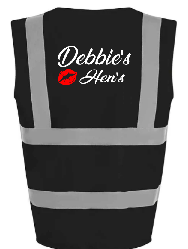 Hi-Viz Vest Waistcoat Hen Party Hen's Front & Back Print