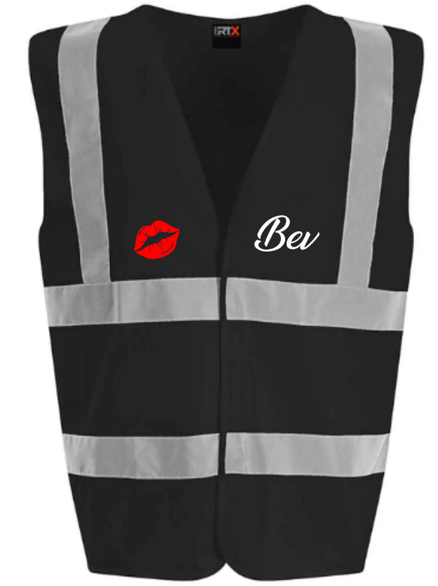 Hi-Viz Vest Waistcoat Hen Party Hen's Front & Back Print