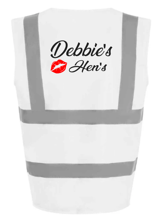 Hi-Viz Vest Waistcoat Hen Party Hen's Front & Back Print