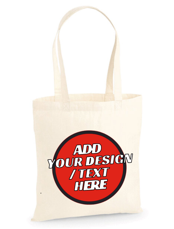 #08 Design Your Own Natural/White Cotton Printed Tote Bag