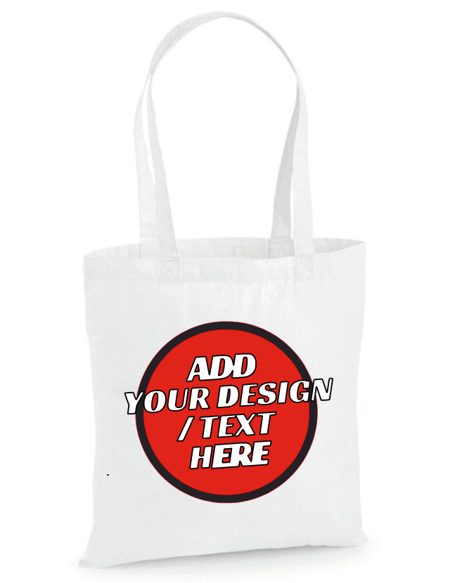 #08 Design Your Own Natural/White Cotton Printed Tote Bag